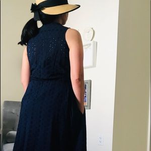 j crew preppy navy blue dress for summer.